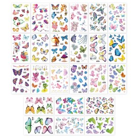24 Shiny Butterfly Tattoo Stickers, Cartoon Butterfly Tattoo Stickers, Kids Tattoo Stickers, Party Style Decoration, Cute Tattoo Stickers for Girls