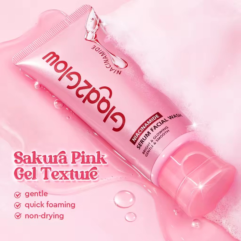 Glad2Glow Niacinamide Serum Facial Wash Cleanser Brightening Hydrating Glowing Face