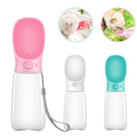 Regekul Dog Travel Water Bottle,Portable Dog Water Bottle Pet Drinking Bottle Drink Cup Dispenser for Walking Traveling Hiking, Multifunctional Outdoor Water Bottle for Dogs and Cats(19OZ, Pink)