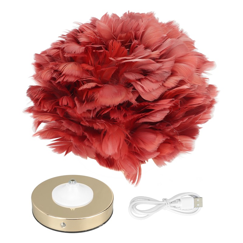 Feather Table Lamp Stepless Dimming USB Charging Touch Control LED