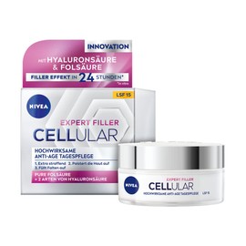 NIVEA Cellular Expert Filler Hochwirksame Anti-Age Tagespflege (50 ml), extra straffende Hyaluron Creme mit Auffüllungseffekt, aufpolsternde Anti Falten Creme mit LSF 15