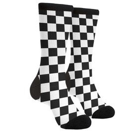 XBFCDN Black And White Checkered Novelty Casual Crew Socks Gifts For Men Women