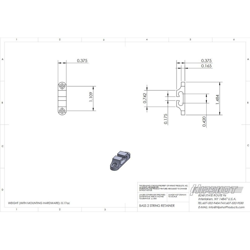 Hipshot 2 String Bass Chrome Retainer