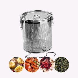 Stainless Steel Spice Filter, Stainless Steel 304 Tea Filter, Tea Filter Ball Filter with Carry Chain and Hook, Suitable for All Types of Cups, Teapots (1 Piece, 10 x 11 cm)