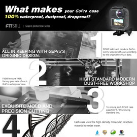 FitStill Waterproof Case for Go Pro Max Action Camera, Underwater Diving Protective Shell 45M with Touchscreen Bracket Accessories