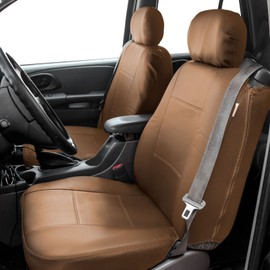 The Quality Cover Front Bucket Seat Covers Built-in Seatbelt Auto Car Sedan SUV Tan w. Dash Mat