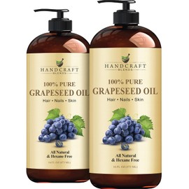 Handcraft Blends Aceite De Semilla De Uva - 16 Fl Oz (Paquete De 2) - 100% Puro Y Natural - Aceite De Grado Premium Para La Piel Y El Cabello - Aceite Transportador - Aceite Para Cabello Y C