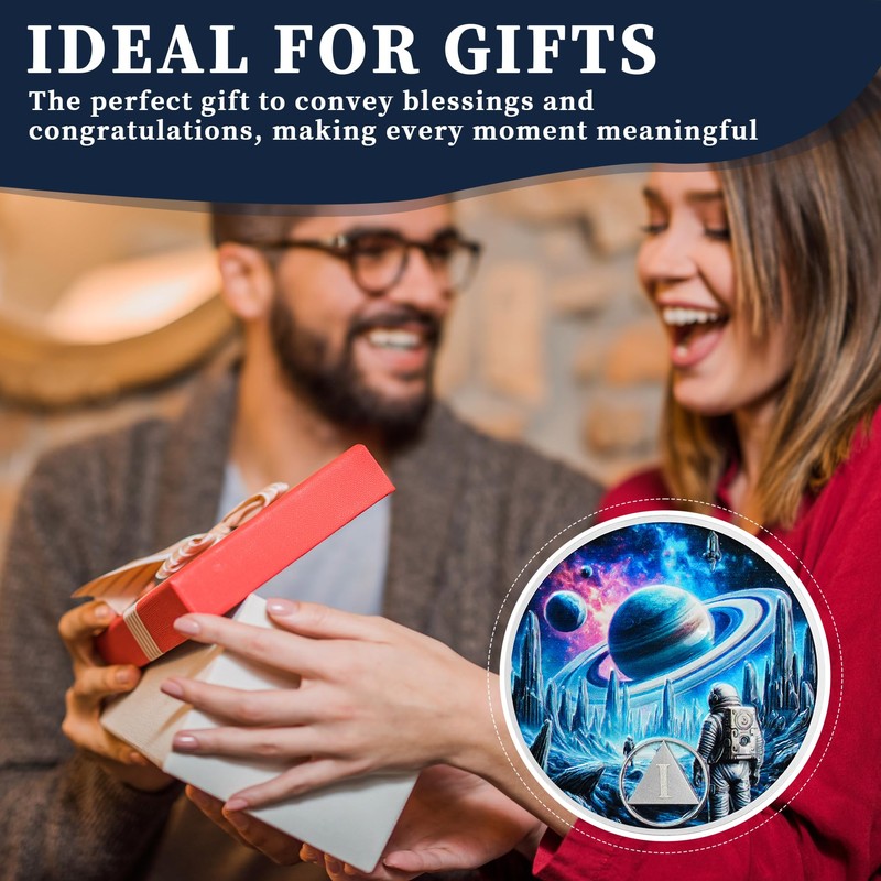 1 Year Sobriety Coin - Cosmic Trek AA/NA Chip Medallion