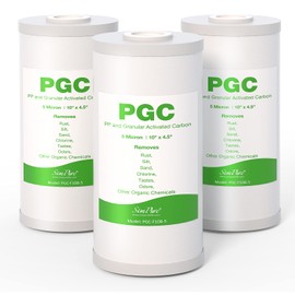 SimPure 5 Micron 10" x 4.5" Sediment and Carbon Whole House Water Filters, PGC Replacement Cartridge for GE FXHTC, GXWH40L, RFC-BB / 155141-43, WRC25HD, WDGD-5005, W10-PR, W15-PR, 3 Pack