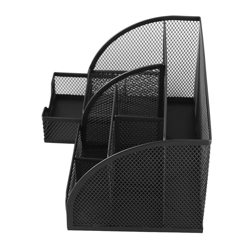 Mesh Office Desktop Organizer Multifunctional Metal 7 Compartments Pen Holder