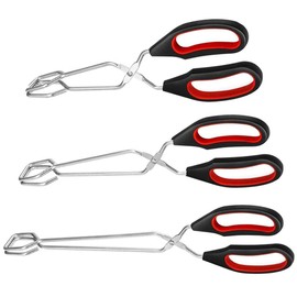 3 Pieces Cooking Baking Tongs, Scissors Barbecue Tongs, Barbecue Tongs, with Non-Slip and Heat Resistant Handles for Turning and Clamping Food, 3 Specifications