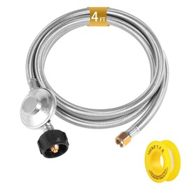 AUTATUE Propane Hose With Regulator,4ft Propane Regulator With Hose Stainless Steel Braided For Portable Grills heater Camping Stove