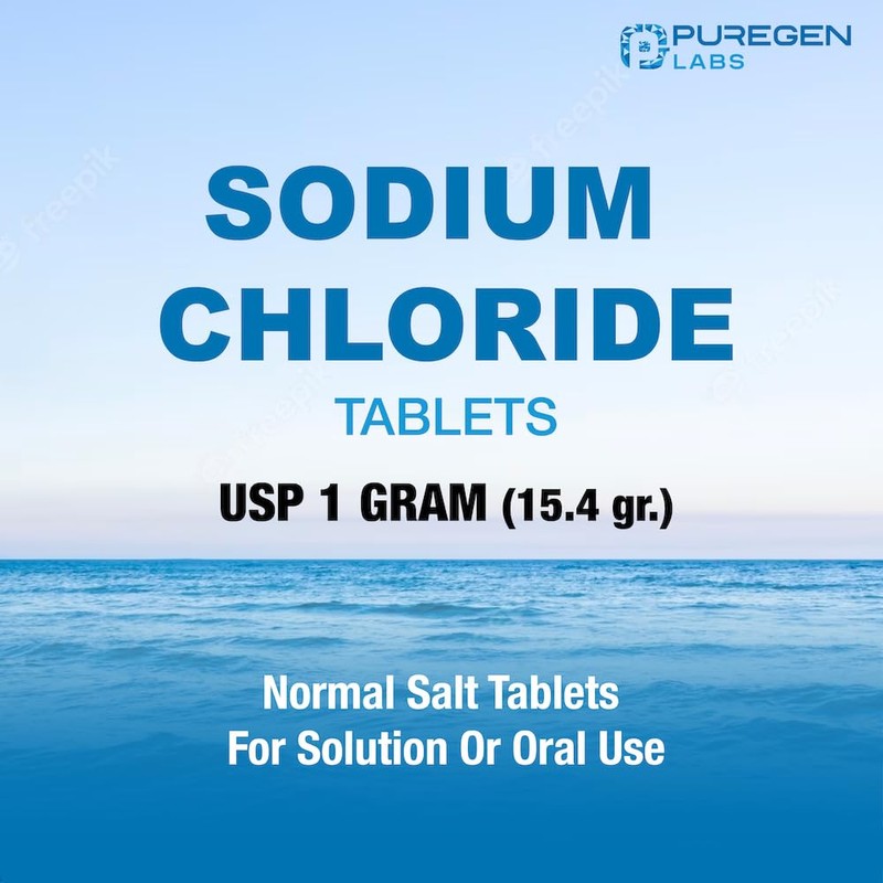 Puregen Labs Sodium Chloride Tablets 1 gm (1000 mg), USP