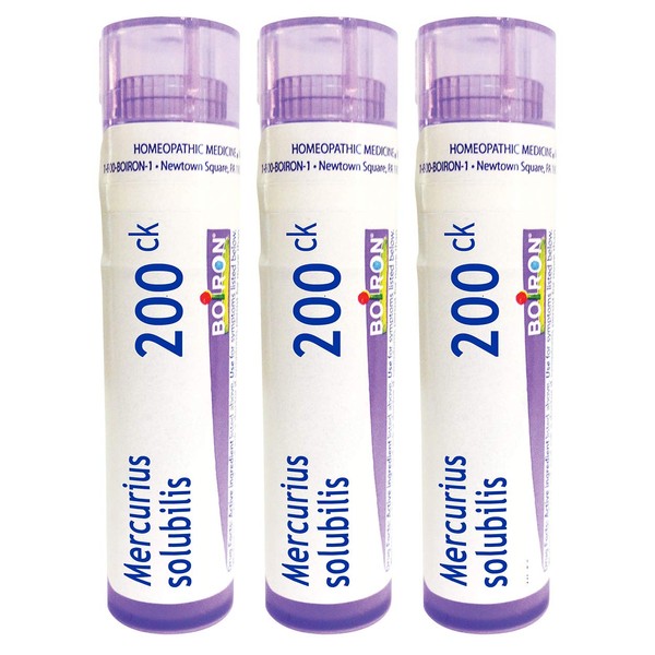 Boiron Mercurius Solubilis 200ck Homeopathic Medicine for Sore Throat - 80 Count (Pack of 3)