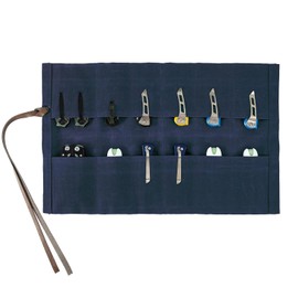 Knife Display Bag with 12 Slots Pocket Knives, Pocket knife Roll storage Organizer for Folding Knives Collection (Blue)