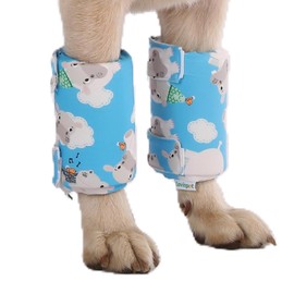 LovinPet Dog Knee Braces for Medium & Large Dogs, Pair of 2, Memory Foam Support for Front or Rear Legs, Joint Protection & Post-Injury Recovery, Hippos Zoo Print,Brown