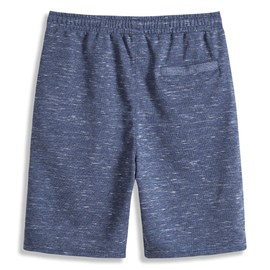 VANCOOG Men's Casual Classic Fit Fleece Elastic Golf Boxing Shorts-Navy Blue Melange-XXL