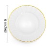 Coloch 50 Pack Gold Plastic Plates, 6 Inch White with