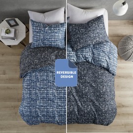 Comfort Spaces King Duvet Cover Set - Blue Bedding for All Season, Ultra Soft 3 Pieces Reversible Duvet Cover with 2 Matching Shams, Button Closure, Machine Washable, King/Cal King