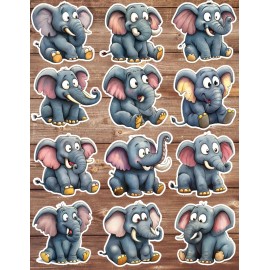 Unbranded Cartoon Elephant Vinyl Stickers Set Scrapbooking Laptop Waterbottle