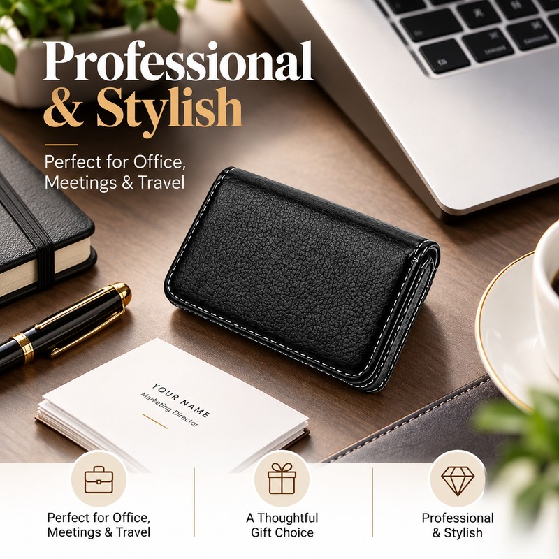 PU Leather Card Holder for Business & Credit Cards –