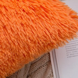MIULEE Pack of 2 Fall Luxury Faux Fur Throw Pillow Cover Deluxe Decorative Plush Pillow Case Cushion Cover Shell for Sofa Bedroom Car 20 x 20 Inch Orange