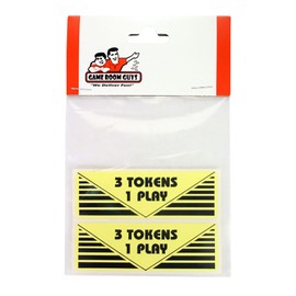 Game Room Guys Arcade Pinball 3 Tokens 1 Play Sticker - Set of 2