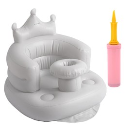 Ange Smile Crown, Baby Bath Chair, For Babies, Bath Chair, For Around 7 Months and Up, After Sitting on Your Waist, Crown, Multi Bowl, Soft Backrest, Tab, Hand Pump Included, Gray