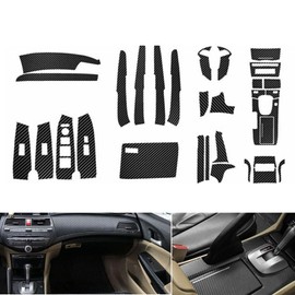 FZJDSD 29pcs Carbon Fiber Style Decor Interior Kit Center Console Door Window Control Panel Cover Molded Door Lock Switch Trim Compatible with Honda Accord 2008 2009 2010 2011 2012
