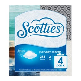 Scotties Everyday Comfort Facial Tissues, 64 Tissues per Box, 4 Pack