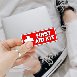 3 Pcs Durable First Aid Kit Sticker – Medical Emergency Cross Label for Safety Boxes, Toolkits, Cabinets, and Vehicles – Red and White Vinyl Decal for Hospitals, Offices, Worksites 3 inch