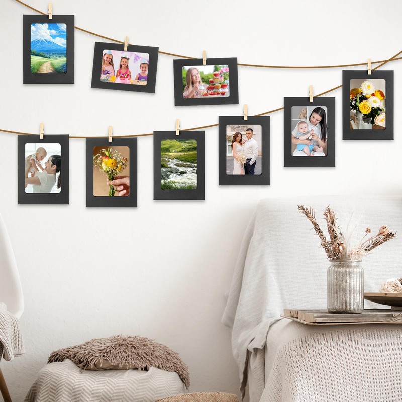 20 Pcs Paper Frames Photo Banner, 4x6 Inch Black Paper