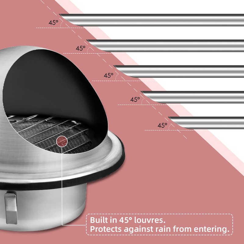 WeCooper 304 Stainless Steel Air Vent 150mm, Round Bull Nosed
