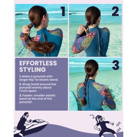 Rip Tie 34" x 2.5mm Extra Long Soft Hair Tie for Women, 1pc Midnight – Tangle Free Ponytail Holders – Prevents Hair Damage – Ideal for Activities like Surfing, Exercising, Running, and More