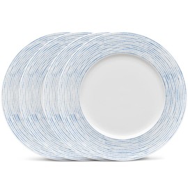 Noritake Blue Hammock Rim Stripe Dinner Plate, 11", Set of 4 in Blue/White