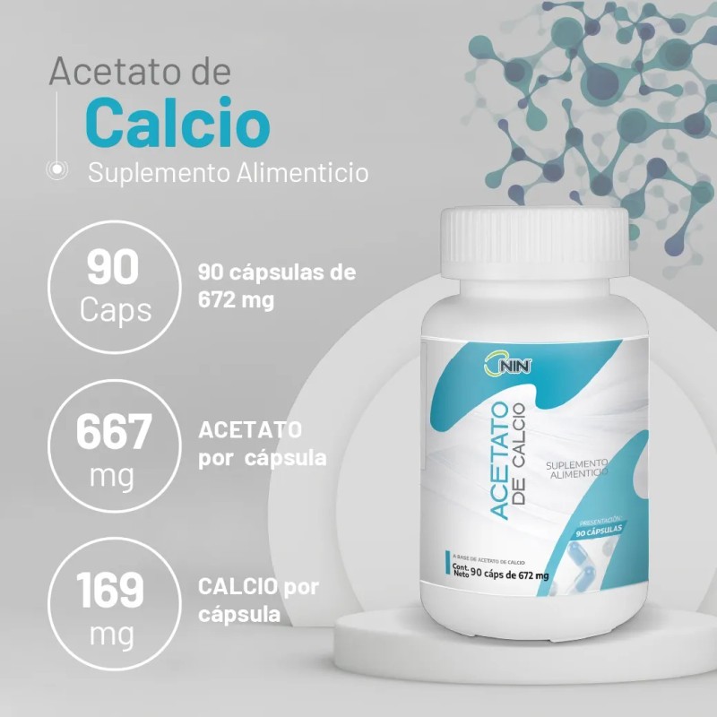 Suplemento Acetato Calcio Nin Cápsulas Sabor Unidades Vegano