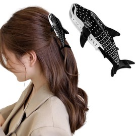 Black Whale Shark Hair Clips, Hapdoo Cute Ocean Sea Animal Hair Claw Clip for Women Girls, Acetate Nautical Marine Hair Accessories Gift