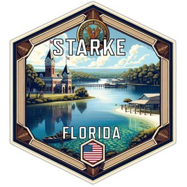 Starke Florida Souvenir Travel Destination Die Cut Hexagon Fridge Magnet 2-Inch