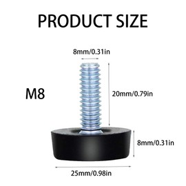 Pack of 32, M8 Thread, Adjustable Furniture Feet, 25 mm Diameter Base, Black, Small Adjustable Foot, Furniture Gliders, Furniture Feet with Screws, Furniture Levelling Feet, for Furniture Feet, Chair,