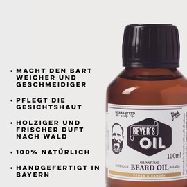 Beyer's Oil Beard Oil Cedar & Sandal XXL 100 ml - 100% Natural Beard Care - Makes the Beard Soft and Smooth