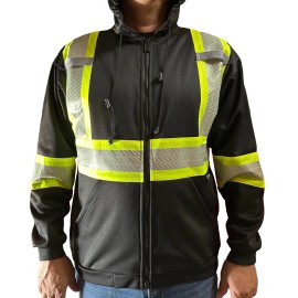 Tu Glow Long Sleeve Hooded Sweatshirt with zipper, Black Color - 2X