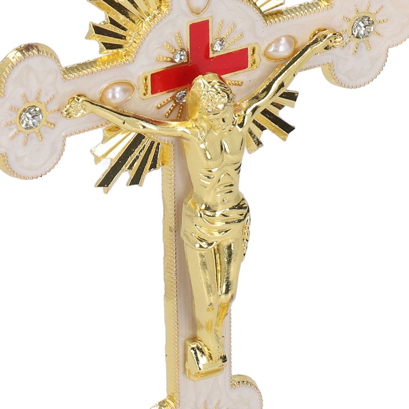Metal Enamel Crosses Enamel Coating Anti Rust Gold White Crosses