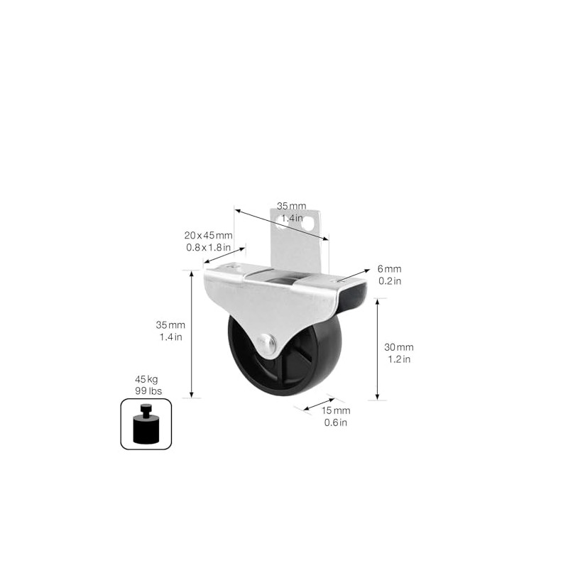 WAGNER Designer 01065601 Furniture Castor / Bed Box / Diameter