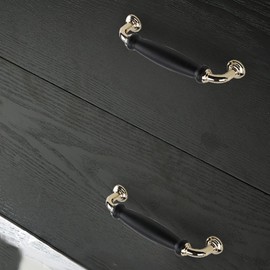 SYDARSYN Pack of 2 Black Gold Cabinet Handles, Antique Bow Handles, Door Knobs, Drawer Handles, Furniture Handles, Kitchen Cabinet Handles, Pull Handle, Hole Spacing 128 mm