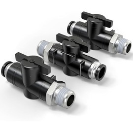 TAILONZ PNEUMATIC 1/2 Inch Tube OD x 1/4 Inch NPT Thread Ball Valve Air Flow Control Valve Push to Connect Fitting BVC-1/2-N2（Pack of 1）