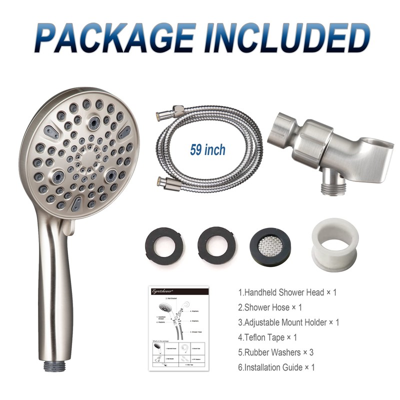 High Pressure Handheld Shower Head, 10-Setting Showerhead, 4.7”Detachable Showerhead Set