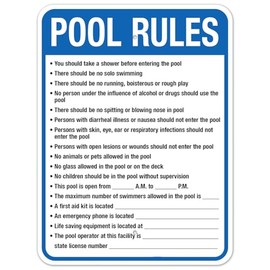 South Carolina Pool Rules Sign, Complies With State Of South Carolina Pool Safety Code NO.3391 Metal Tin Sign 12x16 Inch – Clear Warning for Home & Business Use