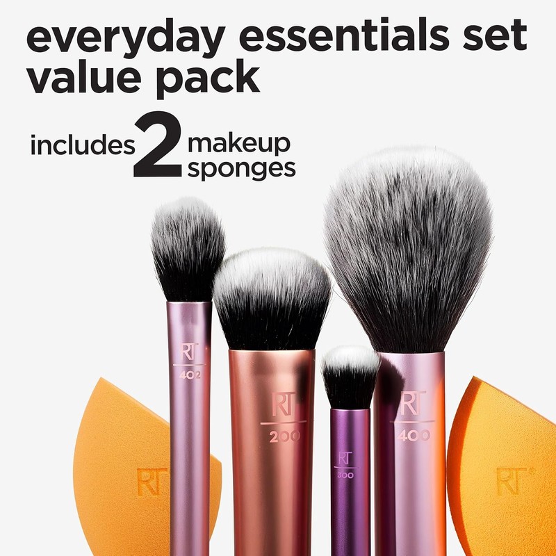 Real Techniques 6-Piece Daily Essentials Makeup Brush Set with 4