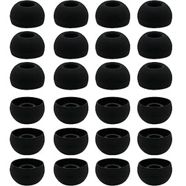 BLLQ 12 Pairs Silicone Replacement Earbud Ear Buds Tips Compatible with 3.8mm to 5.5mm Nozzle Earbuds Earphones, Large Size Black