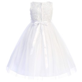 Big Girls' Elegant Sleeveless Lace Tulle Holy First Communion Flower Girl Dress White Size 16 (MB40K1)